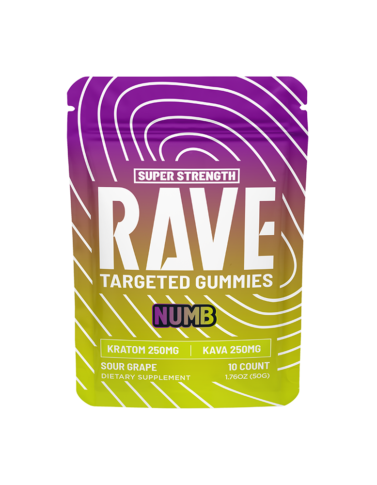 Numb (Kratom + Kava) Rave Kratom - Kratom Extract Gummies